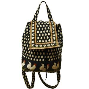 Retired Vintage Vera Bradley Chanticleer Rooster Eggs Drawstring Backpack Rare